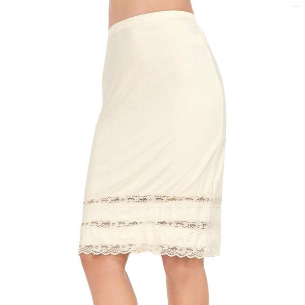 Röcke halbe Slips für Frauen Unterrock Kleid Extender Spitzenbesatz knielangen Midirock verstellbare elastische Taille Unterröcke