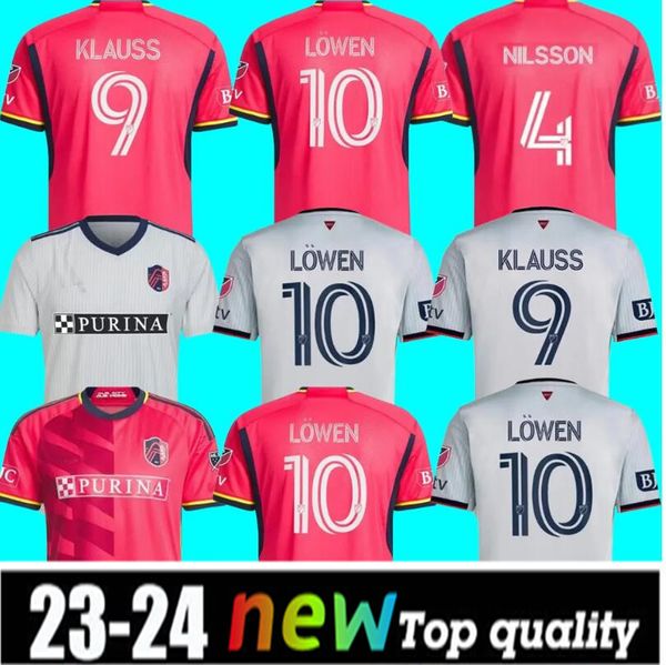 L ouis City JERSEYS DE FUTEBOL MLS HOME Away st Louis''RED' SC branco NILSSON 4 KLAUSS 9 NELSON GIOACCHINI VASSILEV BELL PIDRO CAMISA DE FUTEBOL Masculino fãs jogador LOWEN