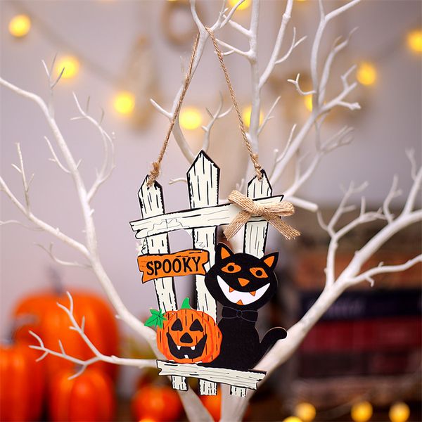 Novas decorações de Halloween, cercas de gatos pretos, placas de portas, decorações suspensas, decorações suspensas de abóbora do Festival Fantasma, decorações de festas