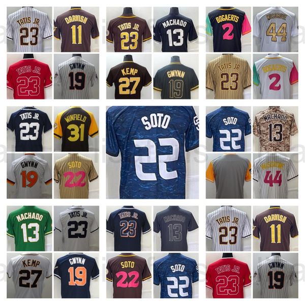 Manny Machado Camisa de beisebol Fernando Tatis Jr. Xander Bogaerts Juan Soto Tony Gwynn Musgrove Cronenworth H.S. Kim Carpenter Cruz Darvish Hader Grisham