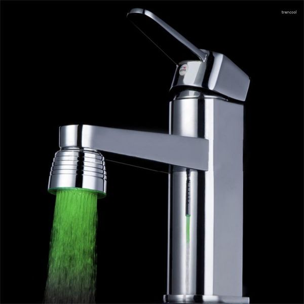 Banyo Lavabo muslukları LED sıcaklık algılayan üç renkli/yedi renkli ışık yayan musluk nozumu mutfak su tasarruflu sıçrama geçirmez