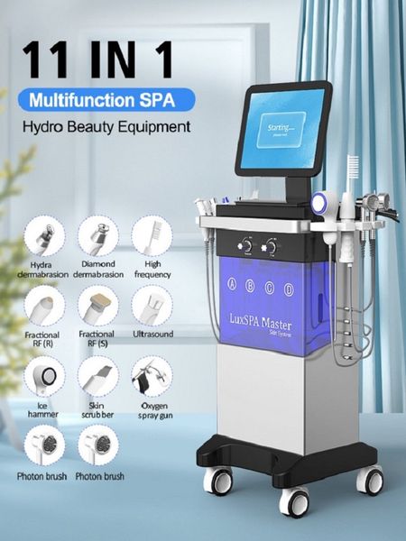 Neueste 11 in 1 Sauerstoffstrahl-Hautpflegelösung Peel Auqa Peeling Tiefenreinigung Gesichtshautverjüngungsmaschine Wasser-Mikrodermabrasions-Gesichtsmaschine