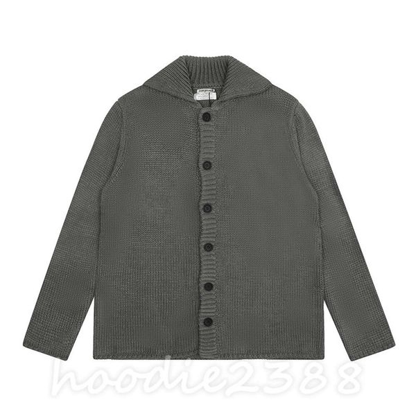 Marca de nicho sueca Nosso Legado, casaco cardigan com mistura de lã cinza, botão de lapela solto, casal de malhas, casaco casual unissex, malhas casuais 1603