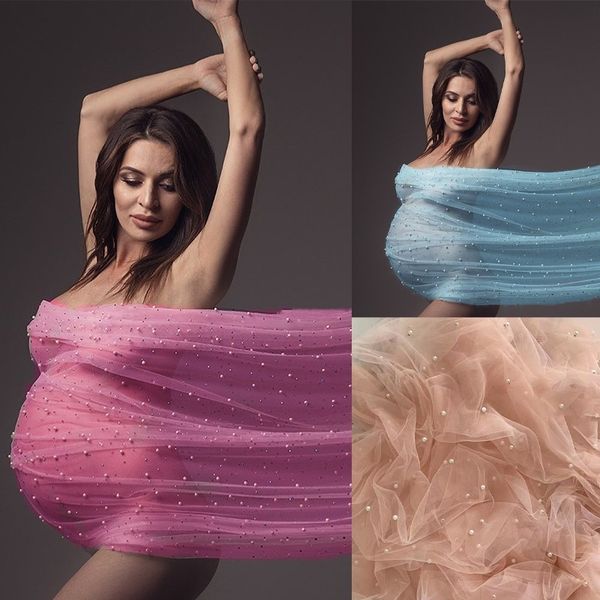 Fotografia de maternidade pérolas espalhadas cravejado malha vestido de renda crescido grávida pérolas envoltórios adereços acessórios