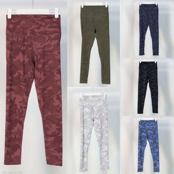 Lu Align Lu Lange Camouflage-Yogahose für Damen, schlanke Camo-Sport-Leggings, Trainingshose, schnell trocknende Leoparden-Jogginghose, neunte Hose, nackt, hohe Taille, modisch