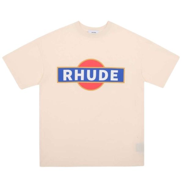 T-shirt firmate T-shirt casual da uomo Rhude estiva di alta qualità Top Camicia stampata con monogramma di lusso e tendenza skateboard moda manica corta da donna