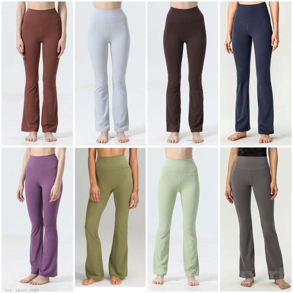 Lu Align Lu Mulheres Fitness Bell Bottoms Calça Musculação Yogas Calças Senhora Cintura Alta Elástica Perna Larga Roupa Jogging Calças Soltas Mini Flared Fashion