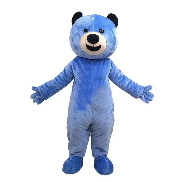2024 Halloween Full Blue Bear Maskottchen Kostüme Weihnachten Fancy Party Kleid Cartoon Charakter Outfit Anzug Erwachsene Größe Karneval Ostern Werbung Thema Kleidung