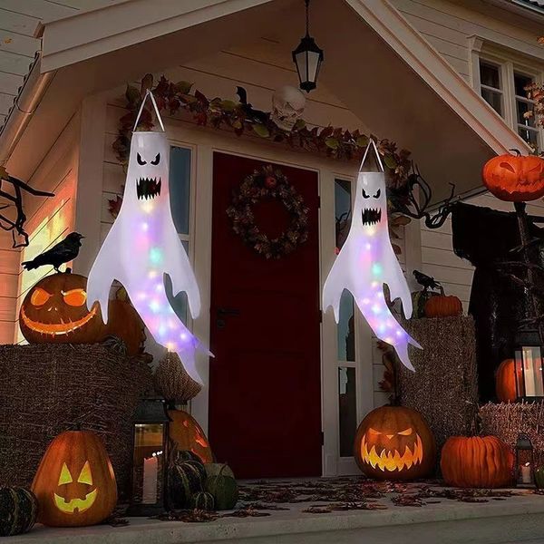 5 pçs/lote grande led halloween luz ao ar livre pendurado fantasma festa de halloween vestir-se brilhante lâmpada assustador adereços de terror decoração de barra de casa d4.5