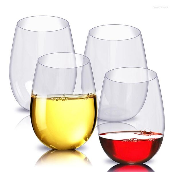 Bicchieri 2/4 pezzi Bicchiere da vino in plastica infrangibile PET infrangibile Bicchiere rosso Bicchieri Tazze Riutilizzabili Trasparente Succo di frutta Tazza da birra