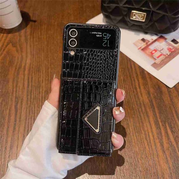 Handyhüllen Retro Leder Dreieck Handyhülle für Samsung Z Flip 3 4 5 Fold Hüllen Fold5 Fold4 Fold3 Kartentaschenhülle Galaxy S23 S22 S21 Ultra Note 20 10 iPhone 15 14 13