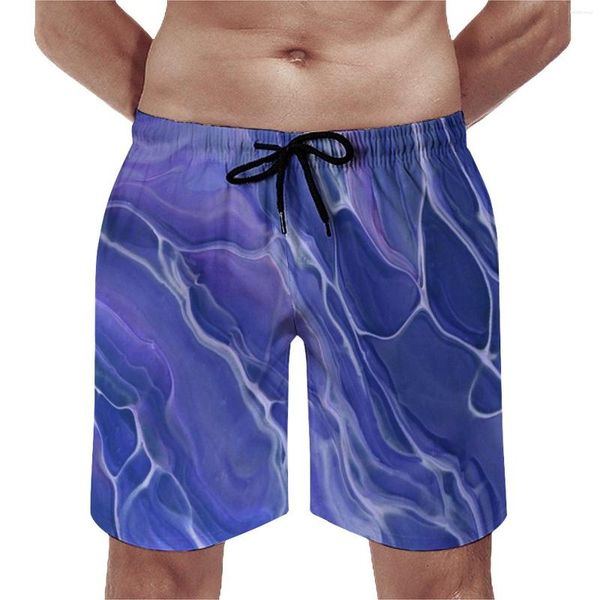 Erkek şort lavanta mavi mermer spor salonu fantezi menekşe soyutlama gündelik plaj kısa pantolonlar erkekler baskılar koşu rahat yüzme gövdeleri
