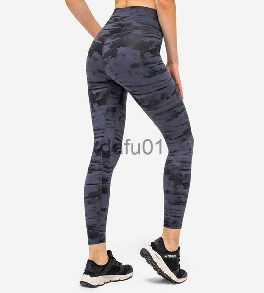 Aktif Pantolon L-054 Kadın Taytlar Yüksek Bel Baskı Spor Yoga Pantolon Sıska Capris Nefes Alabası Boya Giysileri Elastik Tam Uzunluk Tays Pantolonları X0912