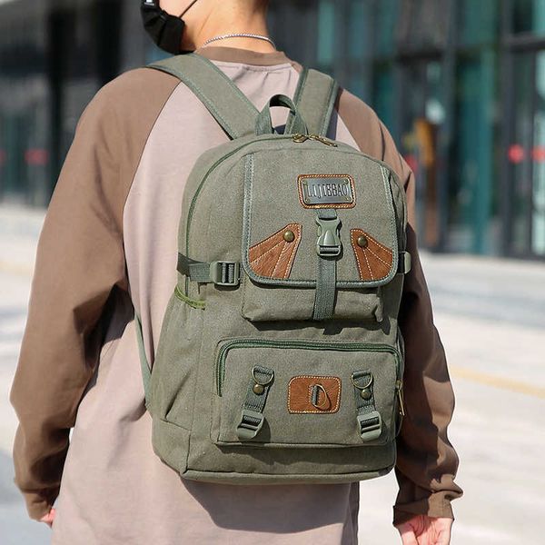 Холщовый рюкзак большой вместимости, мужской расширяемый износостойкий альпинистский рюкзак, большой рюкзак, дорожная сумка, 60 л, дорожная сумка 230815
