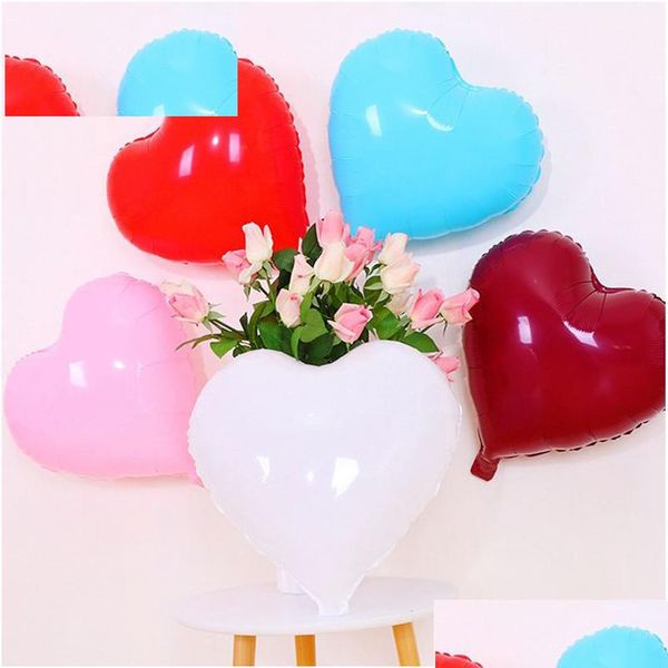 Decorazione per feste Palloncini in foglio di alluminio a forma di cuore da 18 pollici San Valentino 50 pezzi Colorf Love Drop Delivery Home Garden Suppl Dhozc