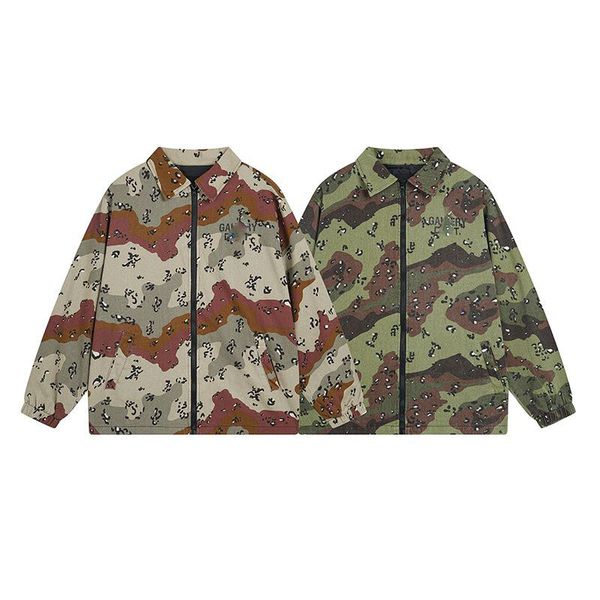 Jaqueta de designer nova carta impressa deserto camuflagem treinador jaqueta alta rua lapela tendência casual jaqueta com zíper