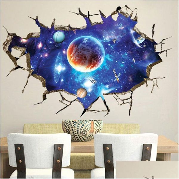 Adesivos de parede criativo 3d fantasia céu sala de estar tv papel de parede fundo pintura decorativa pvc entrega gota casa jardim otc3v