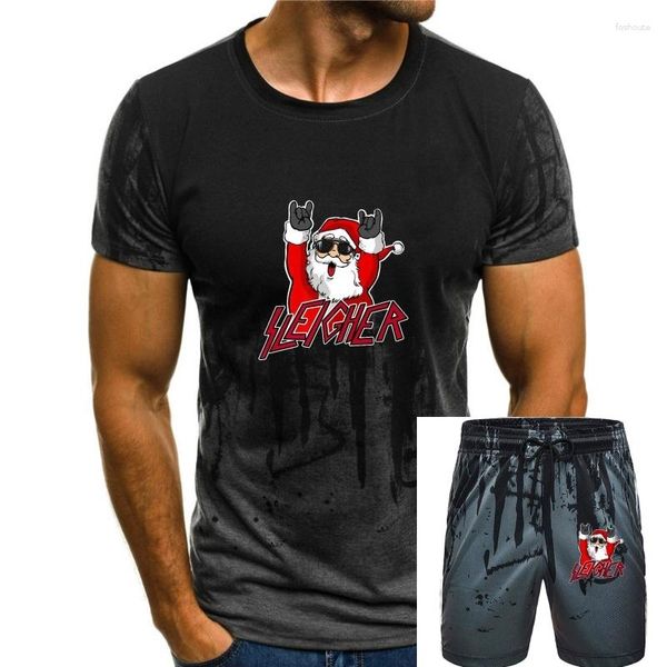 Camiseta masculina trenó papai noel metal natal engraçado granizo premium camiseta exclusiva para homens camisa de algodão lazer