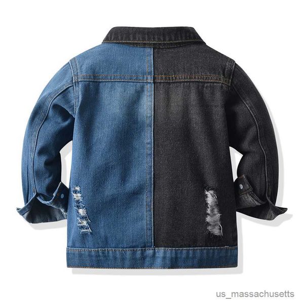 Куртки топ и топ, весна-осень, новая модная детская куртка, однотонное тканевое пальто с дырочками, пальто для мальчиков и девочек, R230912