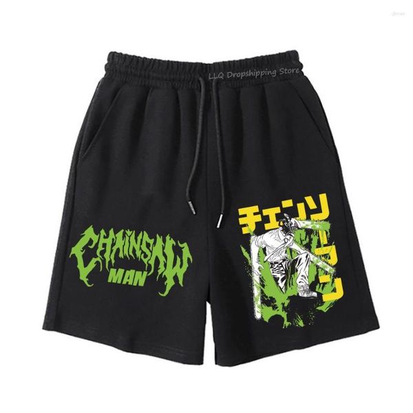 Shorts masculinos Anime Motosserra Homem Denji Pochita Calças Power Makima Calça Curta Streetwear Impressão Casual Cropped