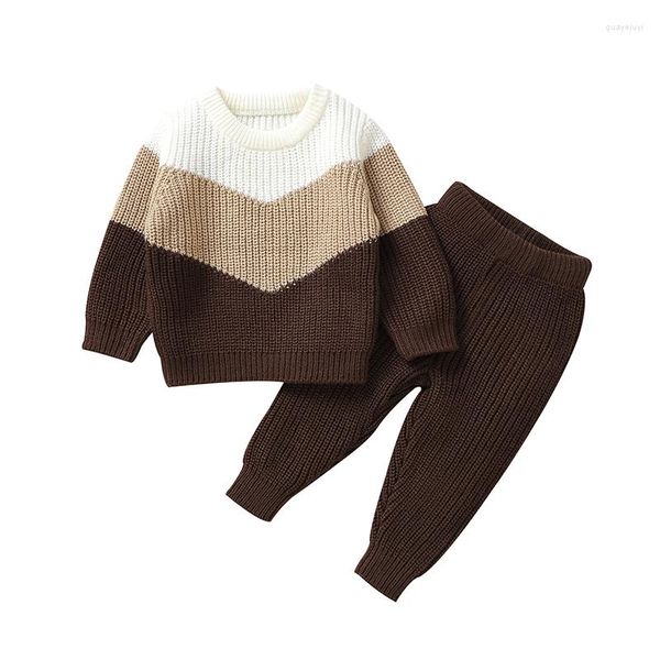 Kleidungssets Herbst Winter Babykleidung 1-3 Jahre Geborene Jungen Mädchen Outwear Pullover Pullover Hosen Trainingsanzüge Kinder Sportanzüge Stricken