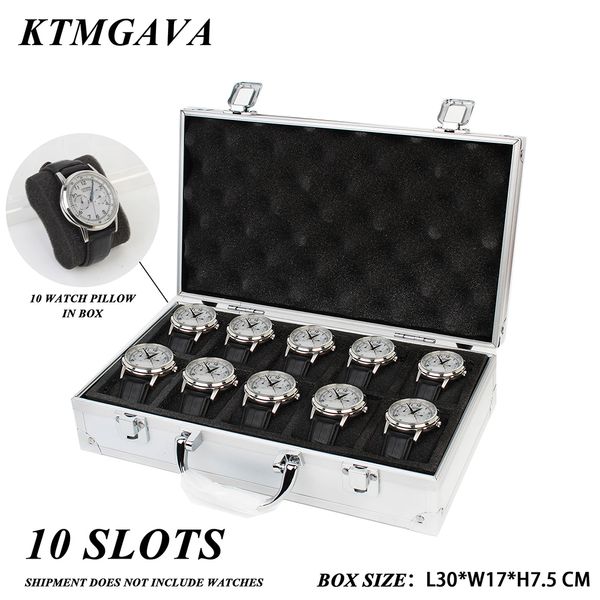 Uhrenboxen Hüllen 10 Slots Aufbewahrungsbox Aluminiumlegierung Nützliche Schmuck Armbanduhren Halter Display Organizer Toolbox 230911