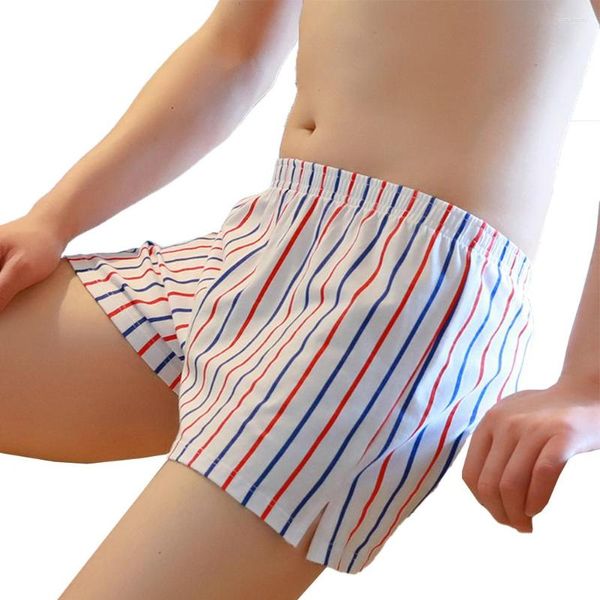 Cuecas homens sexy listrados cueca boxer sem costure