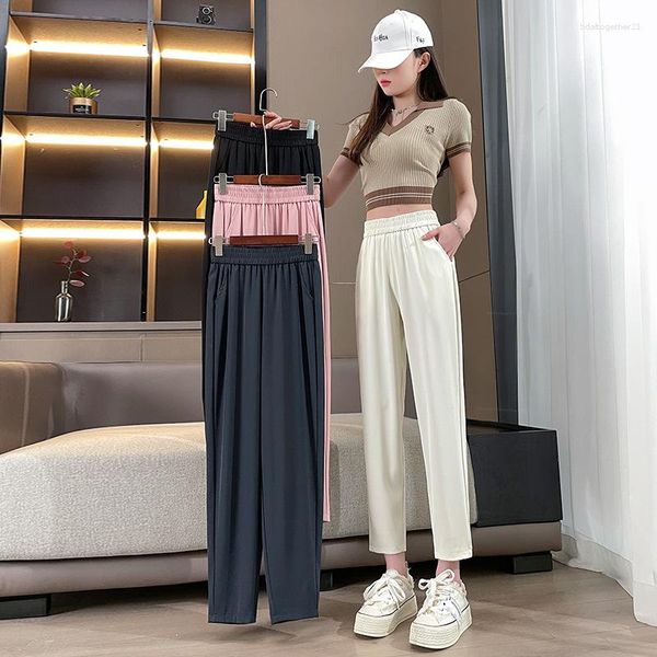 Pantaloni da donna estivi stile femminile allentati versione coreana a vita alta mostra tubi di fumo da donna sottili e piccoli casuali