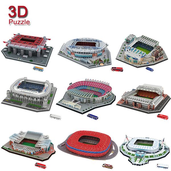 3D DIY головоломка, 15 стилей, мировой футбольный стадион, Европейский футбольный стадион, собранная модель здания, детские развивающие игрушки