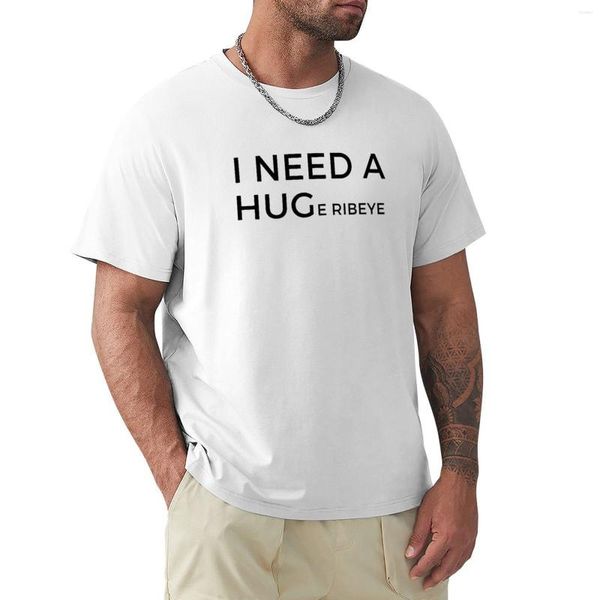 Herren-Poloshirts „I Need A Hug(e) Ribeye T-Shirt, schlichte, ästhetische Kleidung, Herren-Langarm-T-Shirts