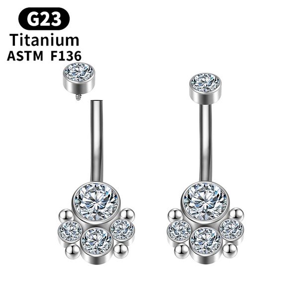 Industriale ombelico piercing titanio setto 16G cartilagine clicker zircone sexy donne affascinanti Daith gioielli per il corpo