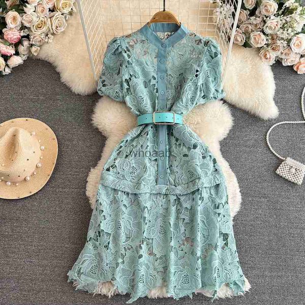 MagnificentCasual Frühling Herbst Neue Frauen Mode Stickerei Mesh Sling Lange Kleid Weibliche Casual Lose Patchwork Chic Mid-Kalb 2024 HKD230912