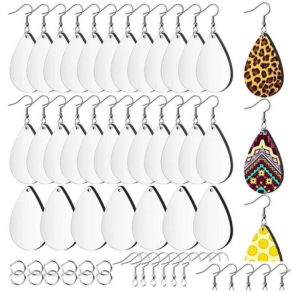 Schlüsselanhänger Lanyards Sublimation Blank Ohrringe Unvollendete Teardrop Wärmeübertragung Druck Anhänger für Schmuck DIY Herstellung Drop Lieferung Dhjyi