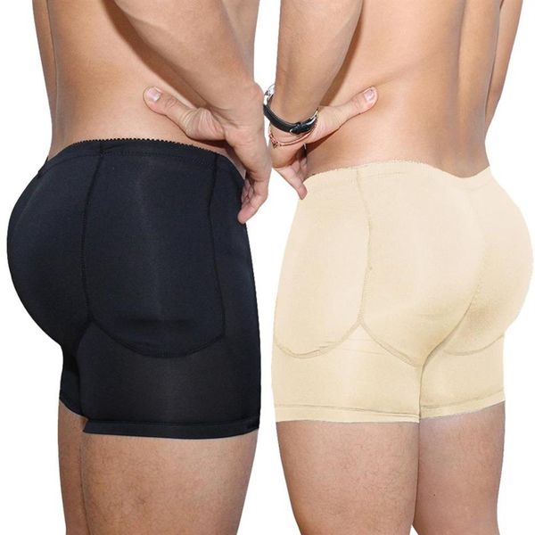 Uomo Butt lifter Boxer Body Shaper Sexy Enhancing imbottito senza cuciture Biancheria intima finta Ass Hip Up Uomo Shapewear Plus Size Nero Beige278T