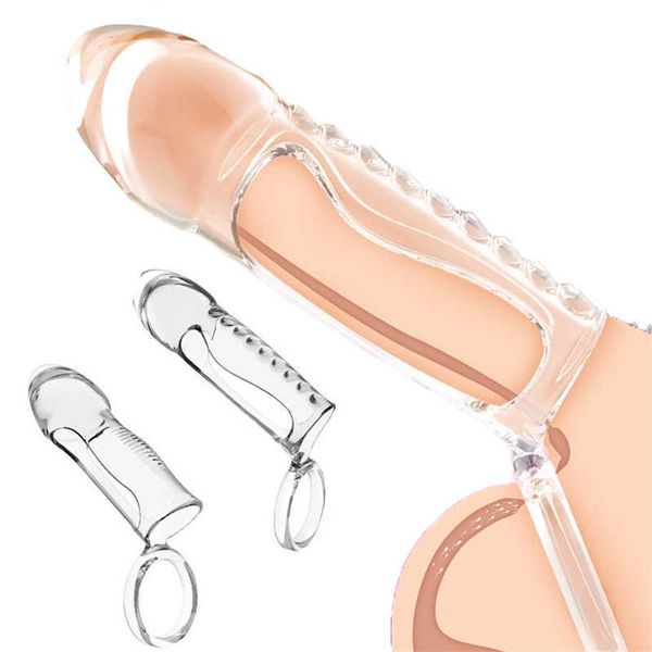 Itens de massagem anel peniano de cristal brinquedo reutilizável silicone pênis manga extensão ampliação atraso ejaculação brinquedos sexuais para homens masculino s2481