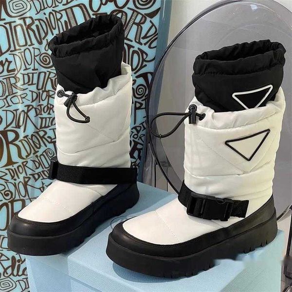 Prado Waterproof Highquality di Designer Boots Nylon Booties Scarpe da sci tecniche Linee Dettagli compatti Studiati attentamente dotati di calza rimovibile