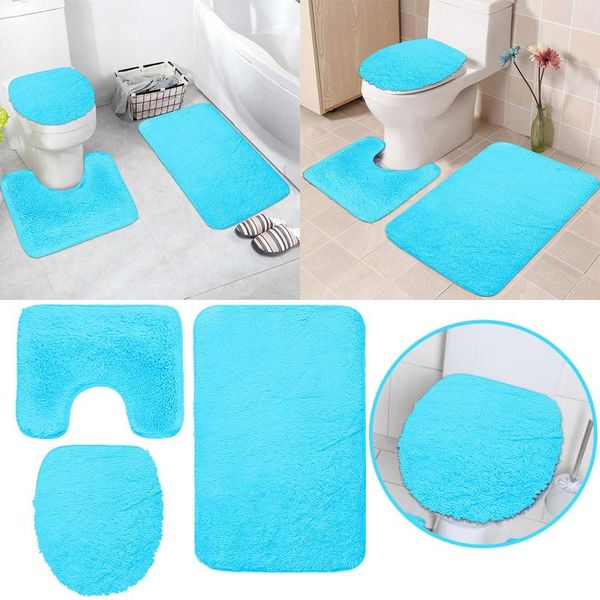 Tappeti Set di tappetini da bagno in 3 pezzi, tappetino in gel d'aria per vasca da bagno super morbido e bagno in rosa verde acqua