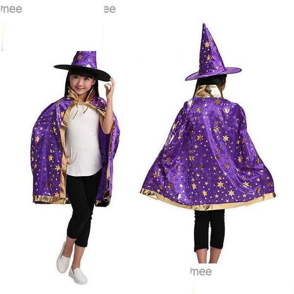 Chapéus de festa Trajes de Halloween com cantos de cetim e para crianças meninos bruxos meninas bruxas role-playing festas crianças fantasma gota dhnly