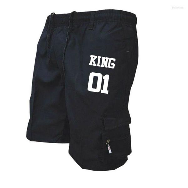 Shorts masculinos verão impressão casual praia bolso cordão solto caminhadas carga macacão bottoms calças moda moletom