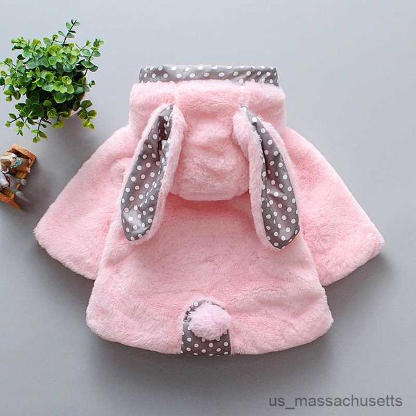 Down ceket kış bebek kız giysileri sevimli tavşan kulaklar peluş bebek ceket kızlar dış giyim çocuk ceket bebek kapşonlu r230912