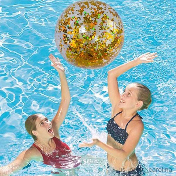 Giocattoli sportivi 1 pz pallone da spiaggia gonfiabile colore bomboniere estate per bambini regalo paillettes giocattoli da spiaggia nuoto giochi per bambini R230912