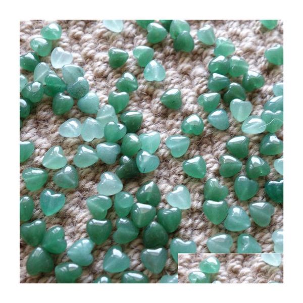 Perles de pierres précieuses en vrac Aventurine verte naturelle 8x8 mm en forme de coeur avec pierres à trou traversant pour bijoux bricolage 50 pièces/lot Drop Deli Dhgarden Dhhke