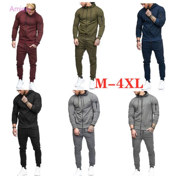 4xl Herbst Winter Herren Jogger Anzug Trainingsanzug Neue Mode Für Männer Sport Arm Zipper Dekoration Fitness Casual Wear Zwei Stück hosen Set Trainingsanzüge