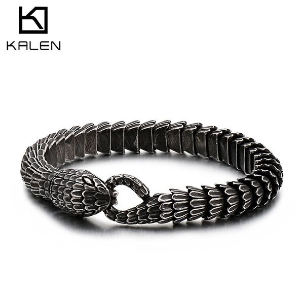 Bangle Kalen Viper Pulseira Cabeça de Cobra Charme Pulseiras Homens Mulheres Aço Inoxidável Jóias Bênção Punk Animal Bangle 230911