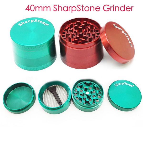 Großhandel SharpStone Kräutermühle Metalllegierung Rauchen Flachmühlen Tabak Scharfer Stein 4 Schichten 40 mm Mini-Größe Rauchzubehör