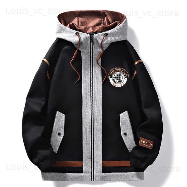 Jaquetas masculinas venda quente 2023 jaqueta masculina retalhos com capuz oversize windbreakers marca roupas dos meninos novo masculino outono roupas casuais 4xl t230912