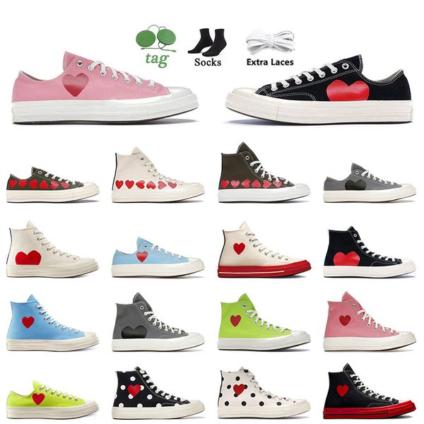 Low Commes Des Garcons X 1970-е годы All Star Canvas Shoes Дизайнерские женские мужские классические 70 Chucks Taylors Multi-Heart High Top Винтажные кроссовки на плоской подошве Повседневные спортивные кроссовки