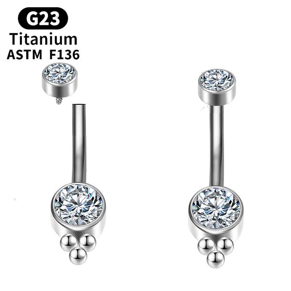 Titanio Piercing Del Tasto di Pancia Setto Clicker Daith Helix Ombelico Sexy Labret Cerniera Segmento G23 Zircone Donne Gioielli per il corpo