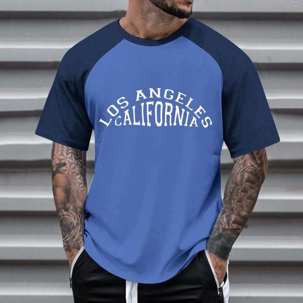 Camiseta masculina camiseta para homens camiseta gráfico carta tripulação pescoço verde azul roxo vermelho preto 3d raglan manga curta