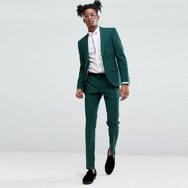 Klassischer grüner Slim-Fit-Herren-Abschlussballanzug, zweiteilig, Schalkragen-Hochzeitsanzug für Männer, Smoking, Blazer, Jacke und Hose1245f